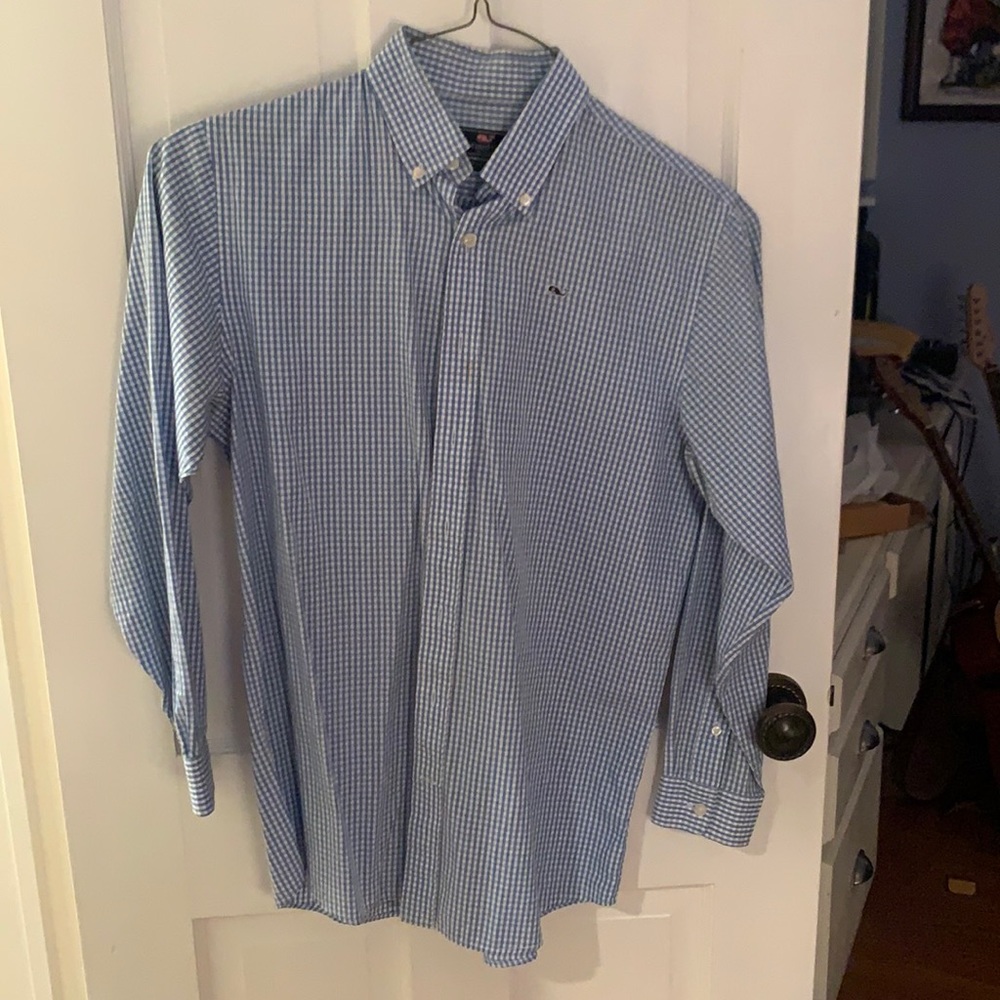 Vineyard Vines blue and white boys XL button down
